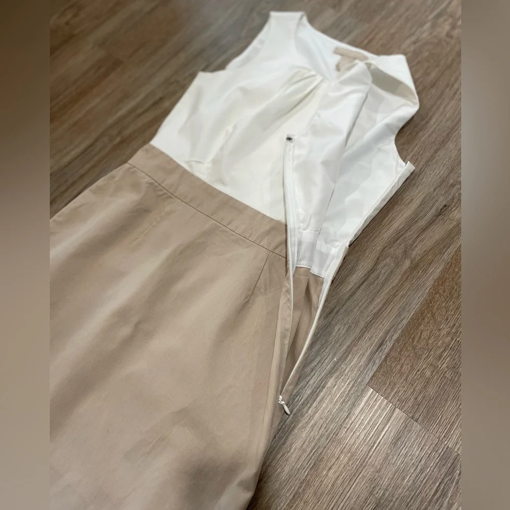 Banana Republic White and Tan Sleeveless Dress- Size 2 - Picture 9 of 12